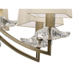 Luminosa Lighting Luminosa Akira Pendant 2 Tier 12 Light E14, Antique Brass With Cream Shades - thumbnail 6