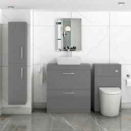 Royal Bathrooms 800mm Floor Standing Vanity Unit 2 Drawer Indigo Grey Gloss & Countertop Basin - Cube - thumbnail 6