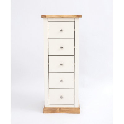 Cabinet Bits Trevi 5 Drawer Narrow Chest Of Drawers Chrome Knob - image 1