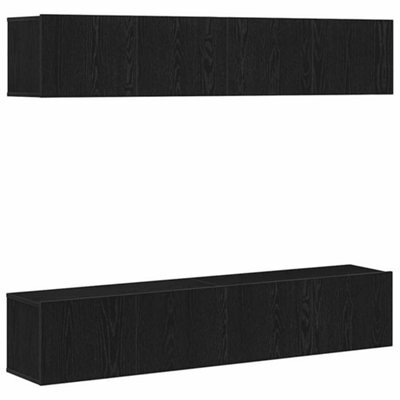 Berkfield 4-Piece Wall-Mounted Tv Cabinet Set In Black Oak - image 1