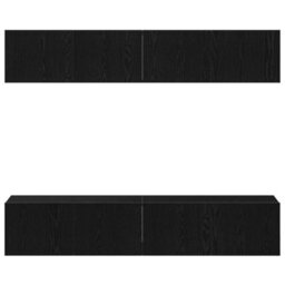 Berkfield 4-Piece Wall-Mounted Tv Cabinet Set In Black Oak - thumbnail 5