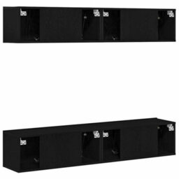 Berkfield 4-Piece Wall-Mounted Tv Cabinet Set In Black Oak - thumbnail 4