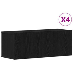 Berkfield 4-Piece Wall-Mounted Tv Cabinet Set In Black Oak - thumbnail 3
