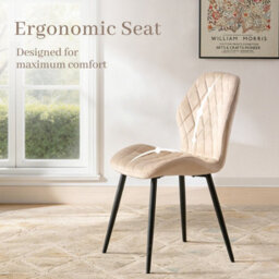 Sonara Set Of 2 Modern Velvet Dining Chairs With Diamond Quilted Upholstery And Ergonomic Curved Backrest - thumbnail 5