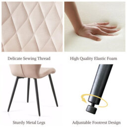 Sonara Set Of 2 Modern Velvet Dining Chairs With Diamond Quilted Upholstery And Ergonomic Curved Backrest - thumbnail 6