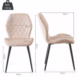 Sonara Set Of 2 Modern Velvet Dining Chairs With Diamond Quilted Upholstery And Ergonomic Curved Backrest - thumbnail 2