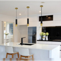 Long Life Lamps Company Slim Tubular Modern Black Marble Ceiling Pendant Lamp Shade Brass Holder H3072 - thumbnail 8