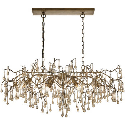 Loops Multi Arm Hanging Ceiling Pendant Light - Aged Gold Paint & Champagne Lustre Glass Shade - 6 X 6W Led E14 - image 1