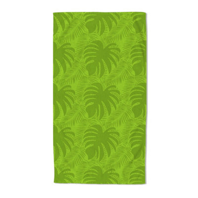 Velosso Green Tropical Leaves Embossed Jacquard Beach Towel 75Cm X 150Cm