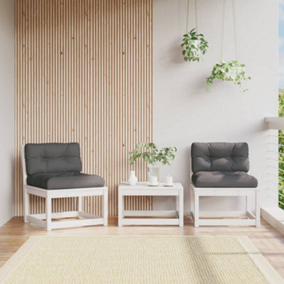 Walplus Garden Sofas With Cushions 2Pcs White Solid Wood Pine - image 1