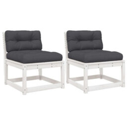Walplus Garden Sofas With Cushions 2Pcs White Solid Wood Pine - thumbnail 2