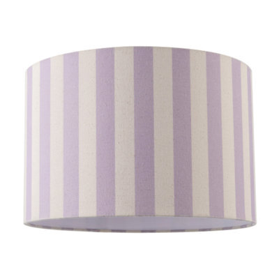 Happy Homewares Lavender Lilac And Oatmeal Linen Striped Lamp Shade With Fabric Inner - image 1