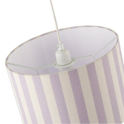 Happy Homewares Lavender Lilac And Oatmeal Linen Striped Lamp Shade With Fabric Inner - thumbnail 3
