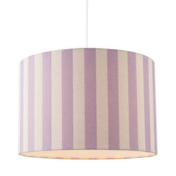 Happy Homewares Lavender Lilac And Oatmeal Linen Striped Lamp Shade With Fabric Inner - thumbnail 2