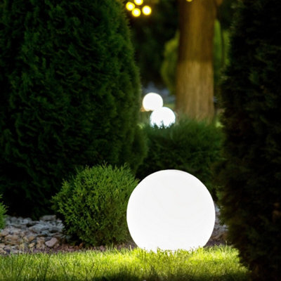 Beliani 42Cm Led Ball Lamp White Ip67 Waterproof With Remote Control - image 1