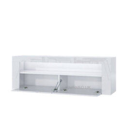 Furneo White Tv Stand 145Cm Unit Cabinet Matt & High Gloss Clifton 13 White Led Lights - thumbnail 2