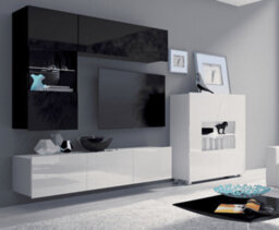 Arte Calabrini 3 Entertainment Unit: Sophisticated White And Black - W1500mm X H1050mm X D430mm