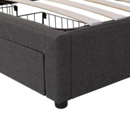 Abrihome Grey Linen Double Bed With Led Lights, Hydraulic Storage, Drawers & Fold-Away Foam Headboard - thumbnail 7
