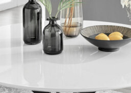Furniturebox Novara 120Cm 4-6 Seater White High Gloss Round Wooden Dining Table With Matte Black Legs - thumbnail 4