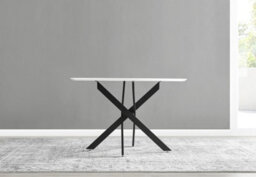 Furniturebox Novara 120Cm 4-6 Seater White High Gloss Round Wooden Dining Table With Matte Black Legs - thumbnail 7