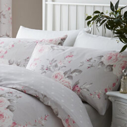 Catherine Lansfield Bedding Canterbury Floral Duvet Cover Set With Pillowcases Grey - thumbnail 2