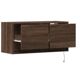 Berkfield Durable Tv Wall Cabinet With Led Lights Brown Oak 80X31X35 Cm - thumbnail 9