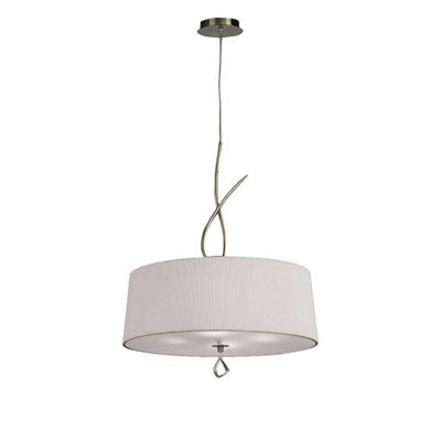Luminosa Lighting Luminosa Mara Pendant 4 Light E27 Round, Antique Brass With Ivory White Shade - image 1
