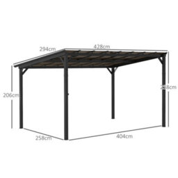 Outsunny 3 X 4.3M Pergola Kit Gazebo With Upf 50+ And Waterproof Polycarbonate Roof - thumbnail 3