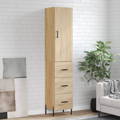 Berkfield Highboard Sonoma Oak 34.5X34X180 Cm Engineered Wood - image 1