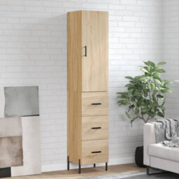 Berkfield Highboard Sonoma Oak 34.5X34X180 Cm Engineered Wood - thumbnail 1