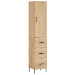 Berkfield Highboard Sonoma Oak 34.5X34X180 Cm Engineered Wood - thumbnail 2