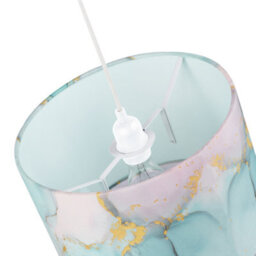Happy Homewares Drum Lamp Shade In Marble Effect Cotton Fabric Duck Egg Turquoise And Pink - thumbnail 4