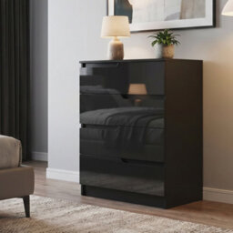 Homcom 4 Drawer Chest Of Drawers For Bedroom, 60 X 40 X 85Cm, Black - thumbnail 8
