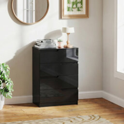 Homcom 4 Drawer Chest Of Drawers For Bedroom, 60 X 40 X 85Cm, Black - thumbnail 7