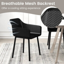 Gainoom Modern Plastic Black Dining Chairs Set Of 2 Kitchen Armchairs Indoor Accent Side Chairs - thumbnail 7