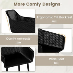 Gainoom Modern Plastic Black Dining Chairs Set Of 2 Kitchen Armchairs Indoor Accent Side Chairs - thumbnail 6