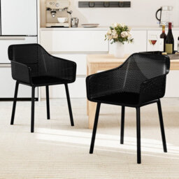 Gainoom Modern Plastic Black Dining Chairs Set Of 2 Kitchen Armchairs Indoor Accent Side Chairs - thumbnail 3