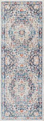 Livabliss Huntington Beach-Vintage Blue Beige Orange In- & Outdoor Rug 80 X 220 Cm Easy Care, Non Shedding - image 1