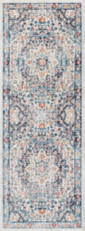 Livabliss Huntington Beach-Vintage Blue Beige Orange In- & Outdoor Rug 80 X 220 Cm Easy Care, Non Shedding