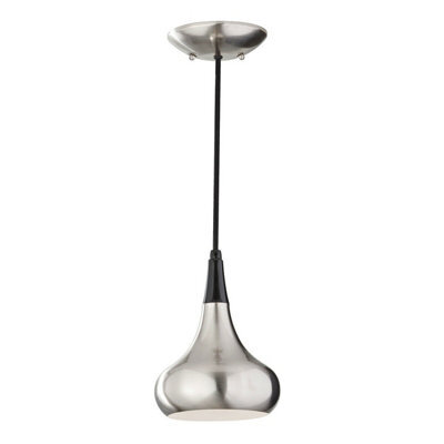 Stylish Brushed Steel 1 Bulb Ceiling Pendant Light With E27 Led Fitting
