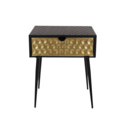 Metal 1 Drawer Bedside Cabinet, Gold Drawer With Black Handle - thumbnail 4