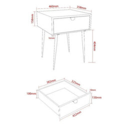 Metal 1 Drawer Bedside Cabinet, Gold Drawer With Black Handle - thumbnail 2