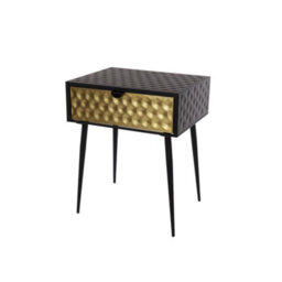 Metal 1 Drawer Bedside Cabinet, Gold Drawer With Black Handle - thumbnail 5