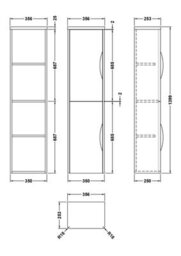 Balterley Wall Hung Tall Bathroom Storage Unit 1399 X 356 X 253mm - Dark Grey - thumbnail 6