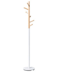 Wyld And Coco Nordicnest Coat Stand Brown And White - Six-Hook Modern Scandinavian Hall Rack, Tall Slim Design - thumbnail 1