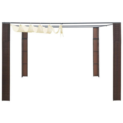 Berkfield Stylish Gazebo With Roof Poly Rattan 300X300X200 Cm Brown And Cream