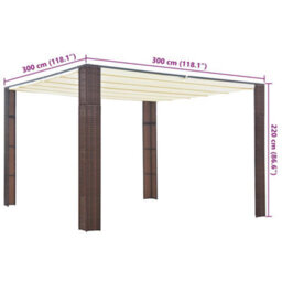 Berkfield Stylish Gazebo With Roof Poly Rattan 300X300X200 Cm Brown And Cream - thumbnail 4