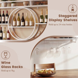Gainoom Wall Mounted White Wine Rack 3-Tier Large Capacity Hanging Bar Shelf Modern Metal Liquor Bottle Display Storage Shelf - thumbnail 8