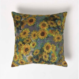 Homescapes Van Gogh Sunflowers Filled Velvet Cushion 46 X 46 Cm