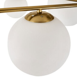 Beliani Glamout Gold Ceiling Lamp With Six Opal Globe Shades, Gold Iron Arms, 73Cm Diameter - thumbnail 5